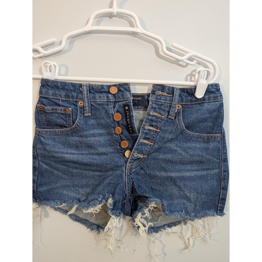 Z3 Lucky Brand Womens Cut Off‎ Denim Jean Shorts Size 00/24 Button Fly Stretch